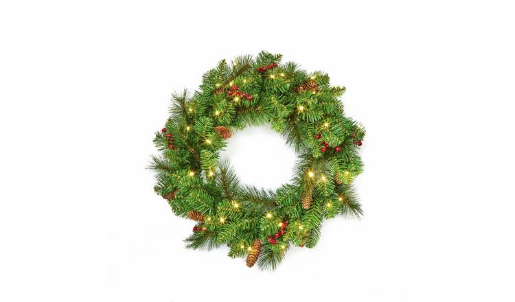 Premier Prelit 50 Warm White LEDs Everyday Christmas Wreath 