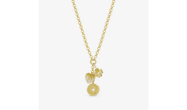 Inicio Gold Plated Multi Charm Necklace In Gift Pouch