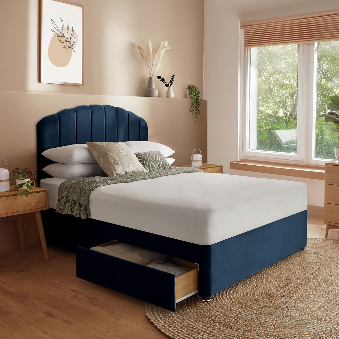 Silentnight Middleton Double 2 Drawer Divan Bed - Blue
