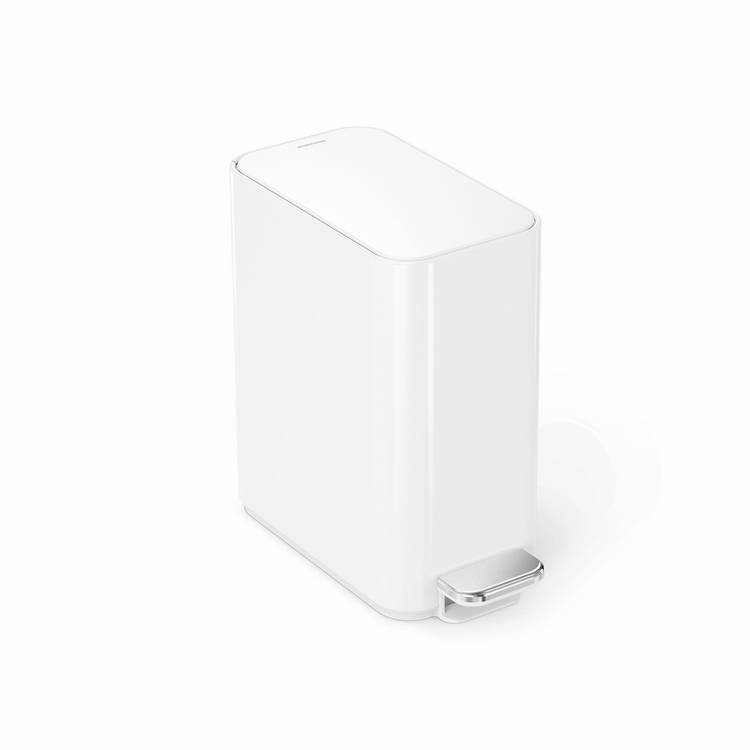 Simplehuman 5L Slim Bathroom Pedal Bin - White 0