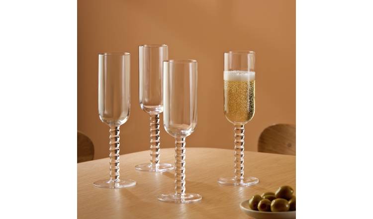 Habitat Bobbin Set of 4 Champagne Glasses - Clear