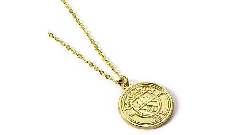 Manchester City FC Gold Finish Crest Pendant Necklace