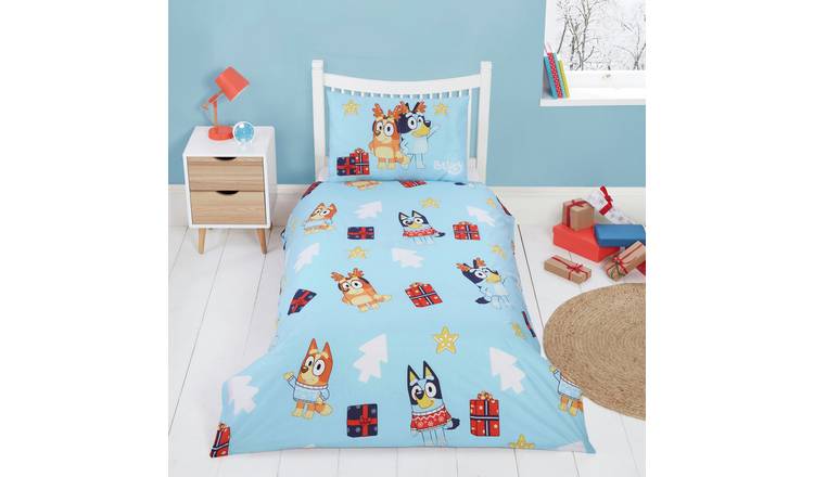 Bluey Christmas Cotton Blue & White Kids Bedding Set-Toddler