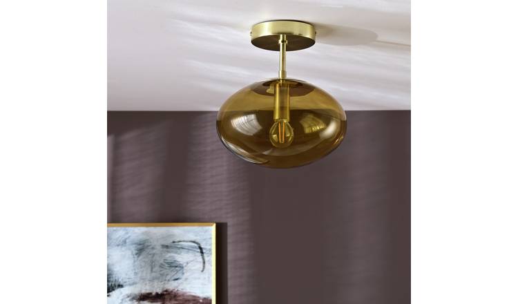 Habitat Honey Glass Pendant Light - Brown