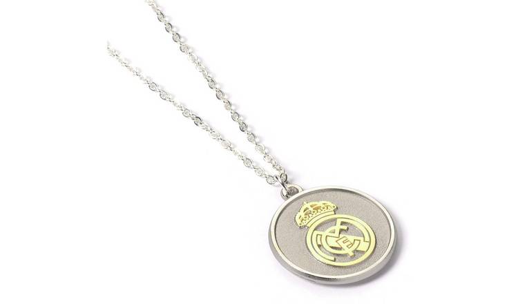 Real Madrid FC Silver Pendant Gold Crest Pendant Necklace