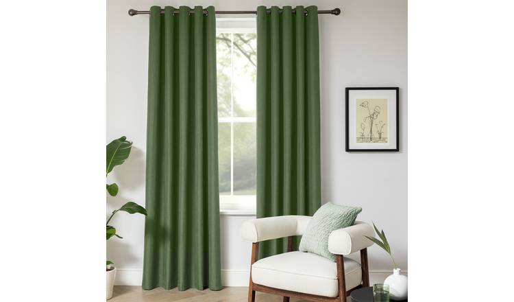 Habitat Blackout Eyelet Curtain - Green - 229x229cm