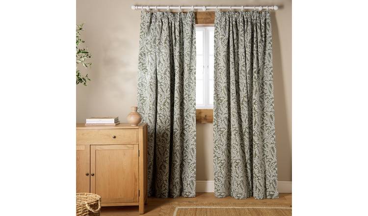 Argos Home Jacquard Pencil Pleat Curtain - Green - 137x117cm