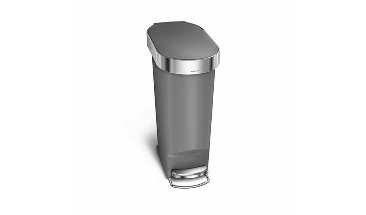 simplehuman 40 Litre Plastic Slim Pedal Bin - Grey