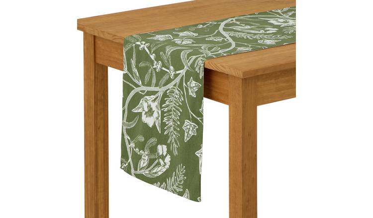 Habitat Floral Reversible Cotton Table Runner - Green