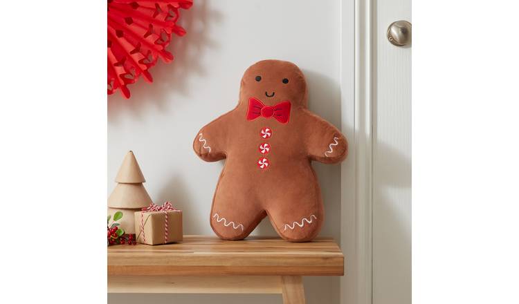 Catherine Lansfield Gingerbread Man Cushion-Brown - 37x28cm