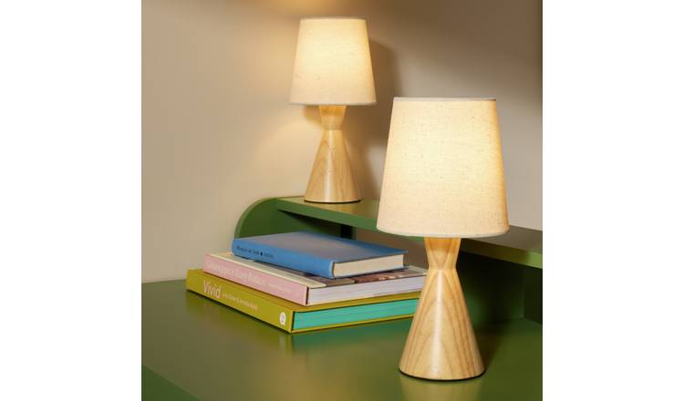 Argos Home Wooden Table Lamp Pair - Natural