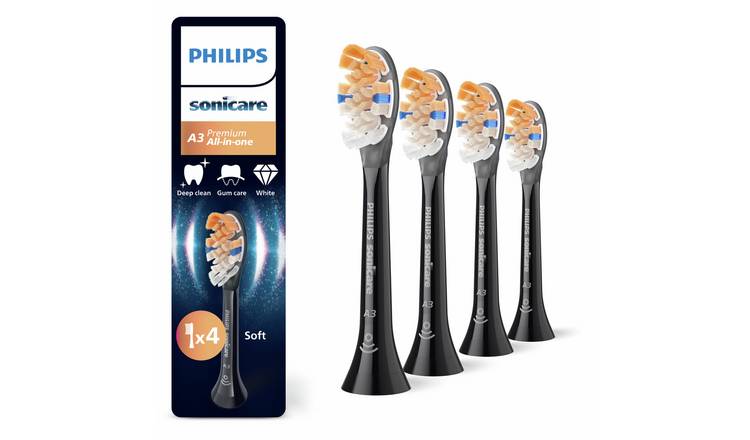 Philips Sonicare A3 Premium Toothbrush Heads - 4-Pack, Black
