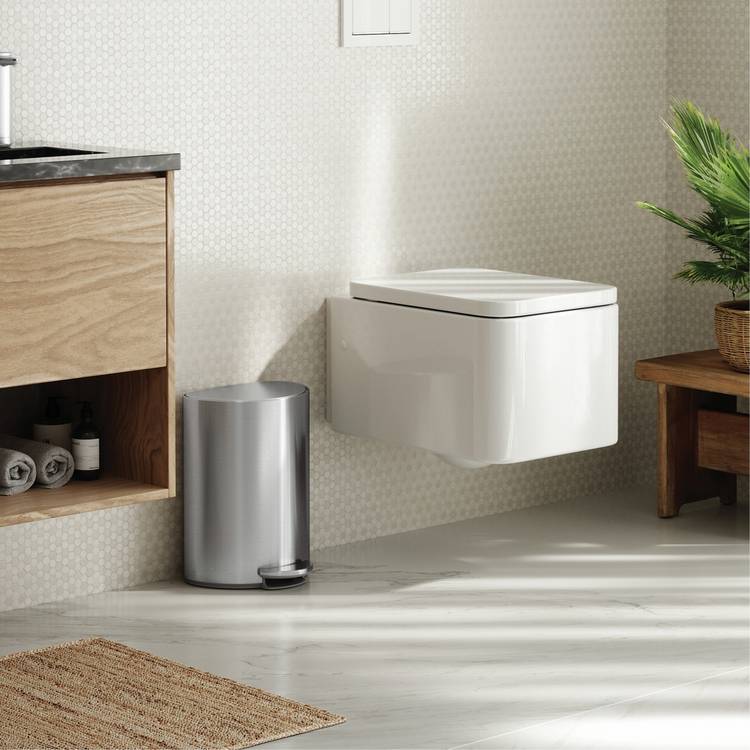 Simplehuman 6L Semi-Round Bathroom Pedal Bin-Stainless Steel 0