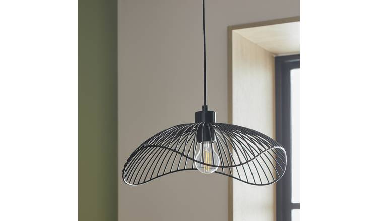 Argos Home Metal Wire Pendant Light - Black