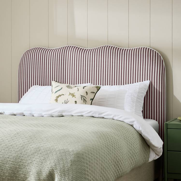Habitat Onda Linen Kingsize Headboard - Stripe Plum 0
