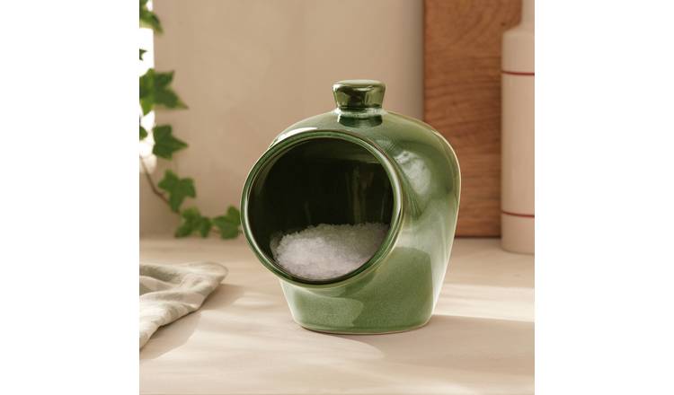 Habitat Stoneware Salt Container - Green