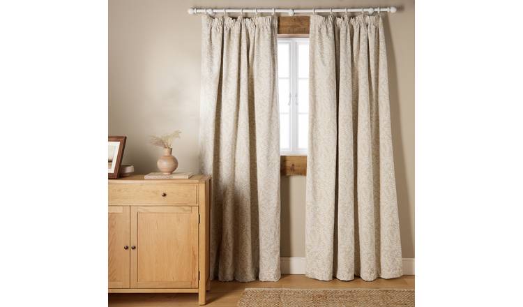 Argos Home Jacquard Pencil Pleat Curtain - Cream -137x117cm