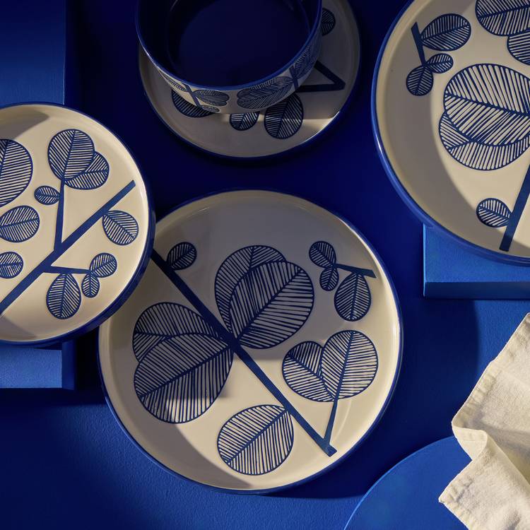 Habitat Blue Leaf 12 Piece Stoneware Dinner Set- Blue 0