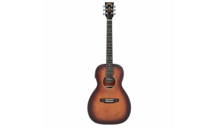 Vintage VE1800 Parlour Electro Acoustic Guitar - Antiqued 