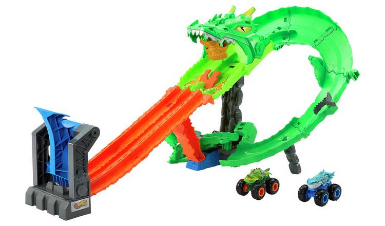 Monster Trucks Sharks vs. Dinos Dragon Destruction Playset 