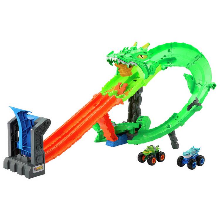 Monster Trucks Sharks vs. Dinos Dragon Destruction Playset  0