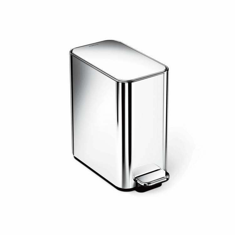 Simplehuman 5L Slim Bathroom Pedal Bin - Silver 0