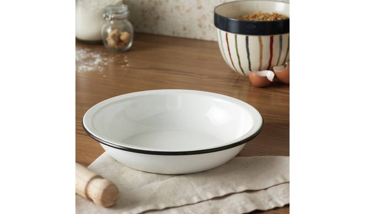 Argo Home 22cm Enamel Carbon Steel Pie Dish - Black & White