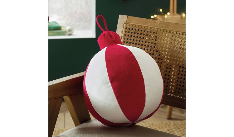 Catherine Lansfield Bauble Shaped Cushion - Red - 25x30cm