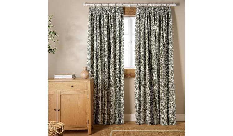 Argos Home Jacquard Pencil Pleat Curtain - Green - 229x168cm