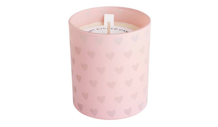 Argos Home Heart Etched Candle - Pink