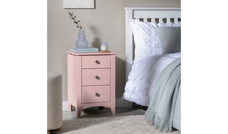 Habitat Minato 3 Drawer Bedside Table - Pink
