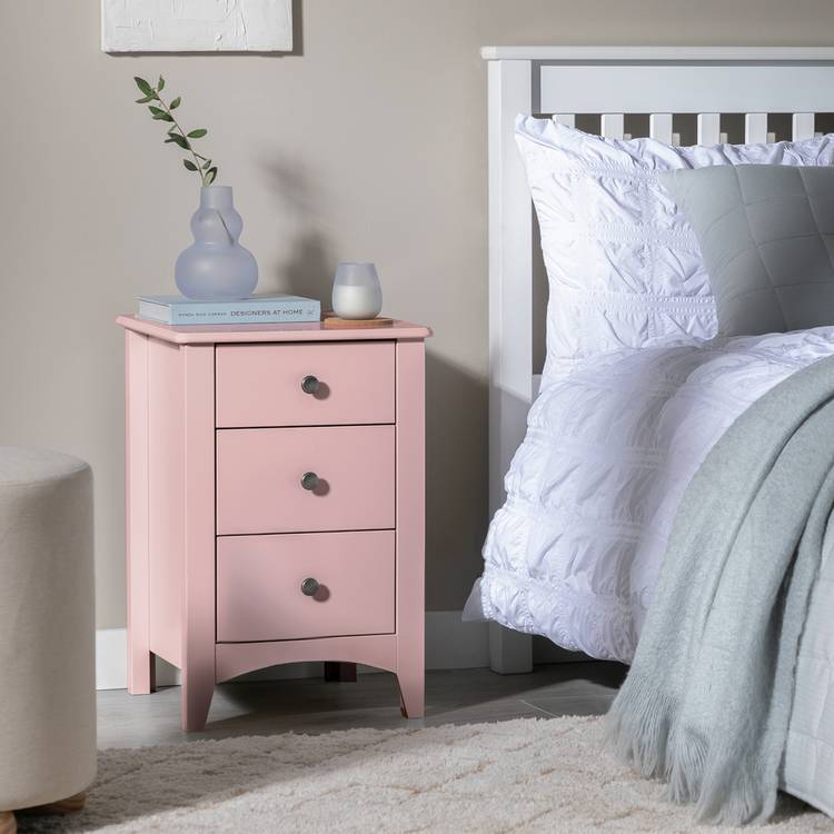 Habitat Minato 3 Drawer Bedside Table - Pink 0