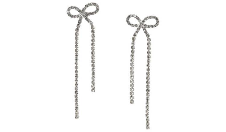 Liars & Lovers Silver Crystal Bow Drop Earrings