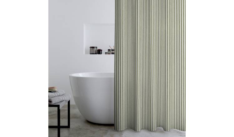 Catherine Lansfield Stripe Shower Curtain - Green