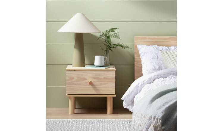 Habitat Akio 1 Drawer Bedside Table - Pine