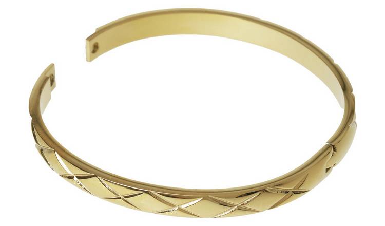 Liars & Lovers Stainless Steel Gold Tone Hinged Bangle