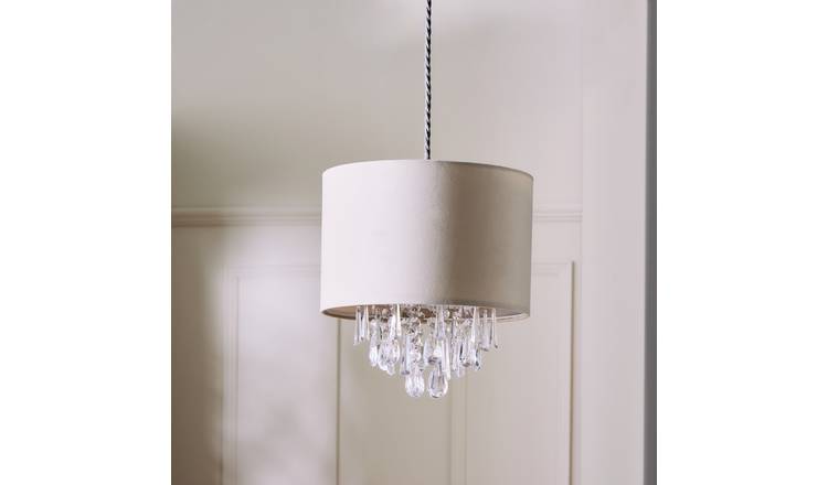 Argos Home Natural Suede Beaded Lampshade - 30cm