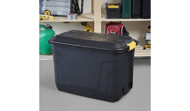 Strata 190L Heavy Duty Wheeled Plastic Storage Trunk - Black