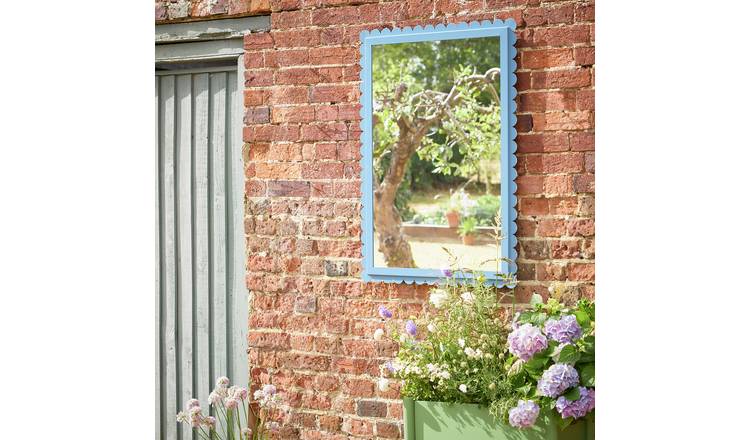 Habitat Blue 3mm Metal Frame Scalloped Wall Mirror - 98x69cm