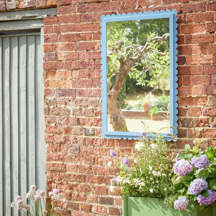 Habitat Blue 3mm Metal Frame Scalloped Wall Mirror - 98x69cm 0