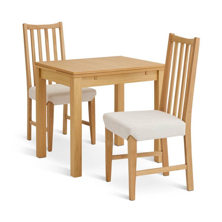 Habitat Clifton Extending Natural Dining Table& 2 Oak Chairs 0