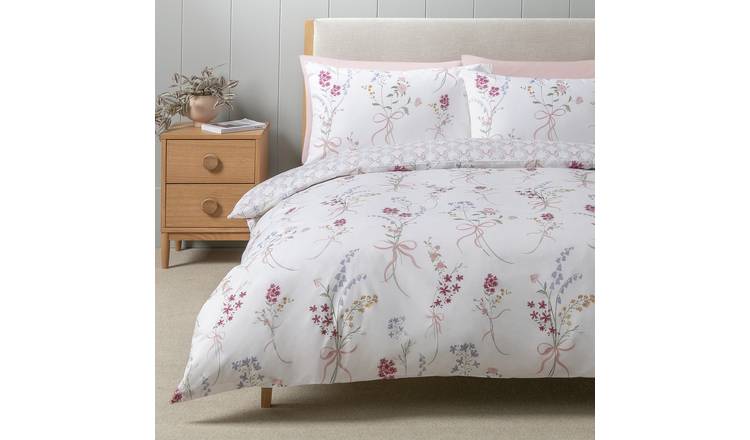 Argos Home Botanical Bows White Bedding Set - Double
