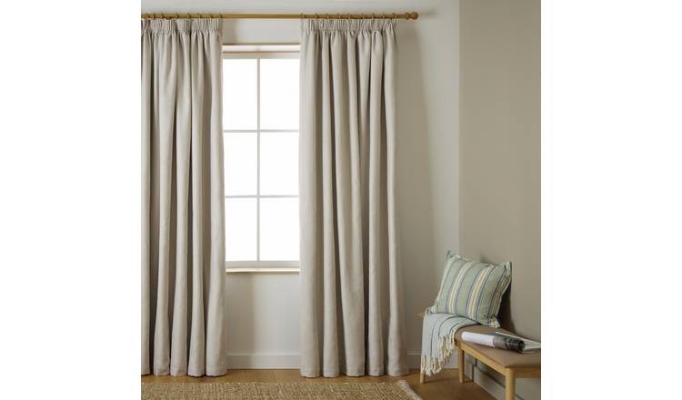 Habitat Herringbone Pencil Pleat Curtain - Cream -137x117cm