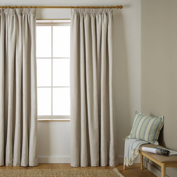 Habitat Herringbone Pencil Pleat Curtain - Cream -137x117cm 0