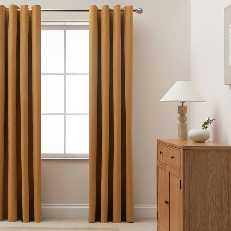 Habitat Blackout Eyelet Curtain - Mustard - 137x117cm 0