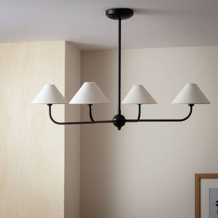 Habitat Matte black 4L chandelier with shades 0