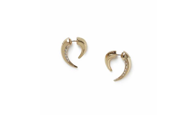 Freedom Yellow Gold Crystal Spike Half Hoop Earrings
