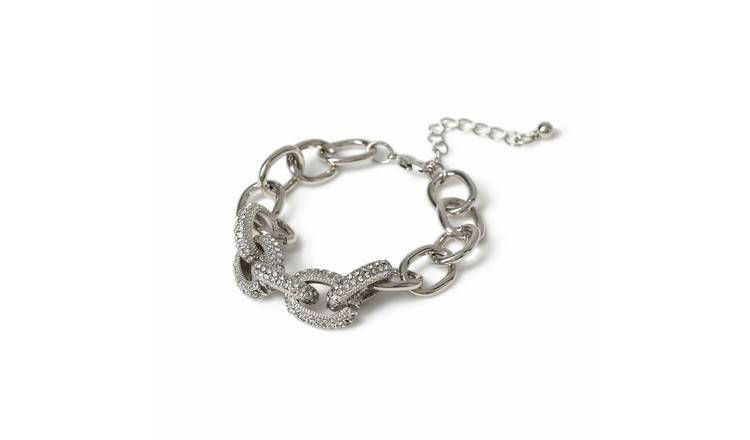 Freedom Silver Crystal Link Bracelet