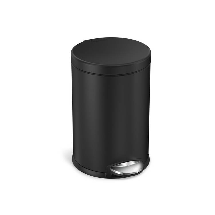 Simplehuman 4.5L Round Bathroom Pedal Bin - Black 0