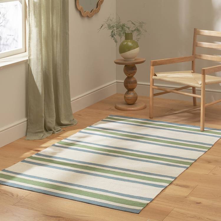 Habitat Stripe Neutral Flatweave Rug - 170x120cm 0